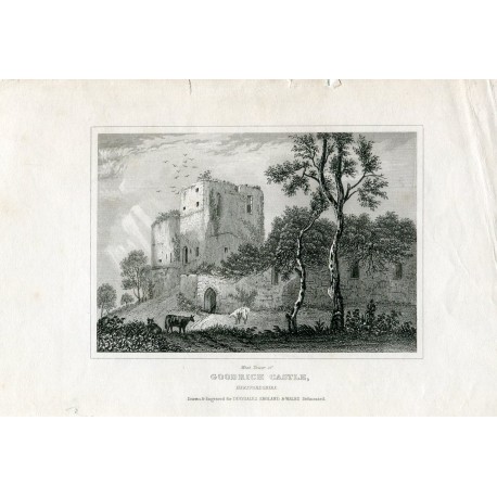 West Tower Goodrich Castle. Dibujó y grabó Dugdales