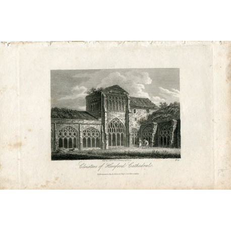 Cloister of Hereford Cathedral grabado publicado en 1815,