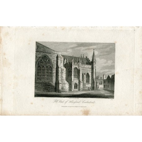 S.E.End Hereford Cathedral grabado publicado en 1815