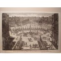 Veue de l´allée et de la grande piece d´Eau a Versailles, a main droite. Dib..y grabó Pierre Aveline (París,1656-1722).