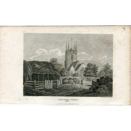 Haylsham Church Sufsex grabado en 1812 por Hay sobre un dibujo de J.P. Neale