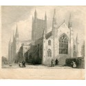 Worcester Cathedral grabado en 1838 por Winkles de un dibujo de Benjamin Baud