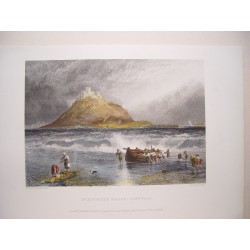 Francia. Cornwall. «St. Michael´s Mount» Grabó John Saddler siguiendo obra de Birket Foster.