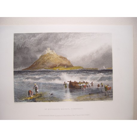 Francia. Cornwall. «St. Michael´s Mount» Grabó John Saddler siguiendo obra de Birket Foster.