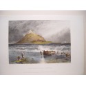 Monte de San Miguel, Cornualles (Francia) Grabado antiguo. 1876.