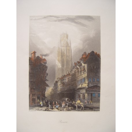 Francia. «Rouen» Grabó Albert Henry Payne (1812-1901) siguiendo obra de H. Biboy