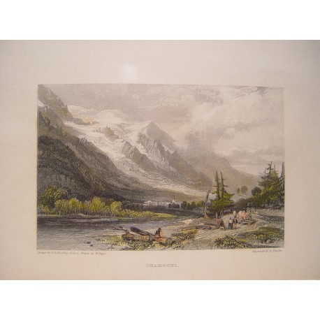 Francia. «Chamouni» Dibujó James Duffield Harding (1798-1863). Grabó Edward Francis Finden (1791-1957)