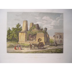 Italia. «Sepolcro di Arunte, detto degli Orazj e Curiazj» . Por el grabador romano Domenico Amici.