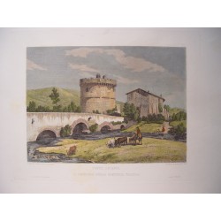 Italia. «Ponte Lucano, e Sepolcro della Famiglia Plauzia». Por el grabador romano Domenico Amici.