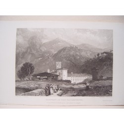 Italia. «Convent of the Vallandrosa» Dibujó James Duffield Hardings (1798-1863). Grabó J. Henshal