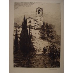 Suiza. «Castagnola» Dibujó y grabó F. Mabel C. Robinson conocida como . Mabel Catherine Robinson Barnes.