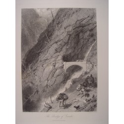 Suiza. «The Bridge of Gondo» Pintó Birket Foster (1825-1899). Grabó James Stephenson (1828-1886).