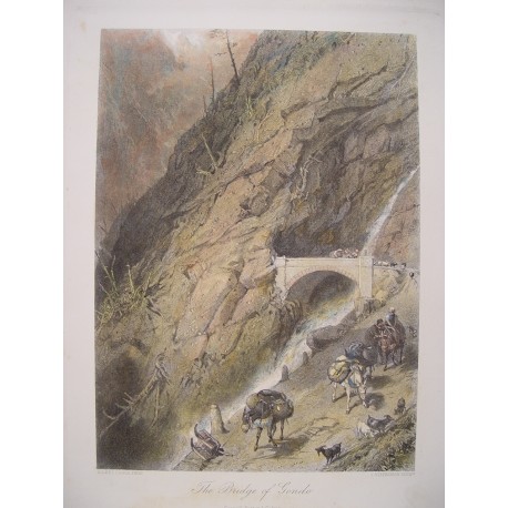 Suiza. «The Bridge of Gondo» Pintó Birket Foster (1825-1899). Grabó James Stephenson (1828-1886).