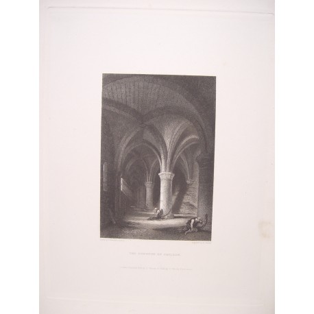 Suiza. «The Dungeon of Chillon» Dibujó George Clarkson Stanfield (1828-1876). Grabó Edward F. Finden (1791-1857).