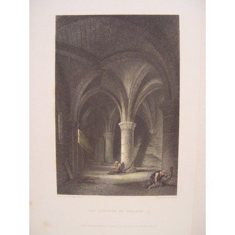 Suiza. «The Dungeon of Chillon» Dibujó George Clarkson Stanfield (1828-1876). Grabó Edward F. Finden (1791-1857).