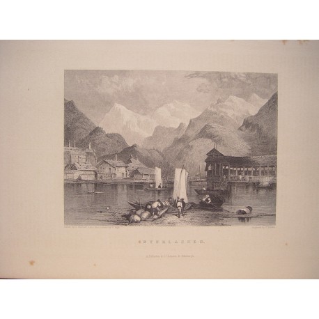 Suiza. «Interlachen» Dib. G. Clarkson Stanfield (1828-1876) segun obra de W.Page (hacia 1816-1860). Grabó W. Finden (1787-1852)