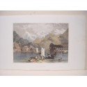 Suiza. Interlachen.  Dibujó G. Clarkson Stanfield (1828-76). segun obra de W.Page (hacia 1816-60). Grabó W. Finden (1787-1852)