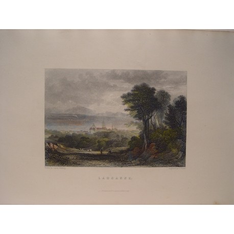 Suiza. «Lausanne». Dibujó Copley Fielding (1787-1855). Grabó Edward Francis Finden (1791-1857)