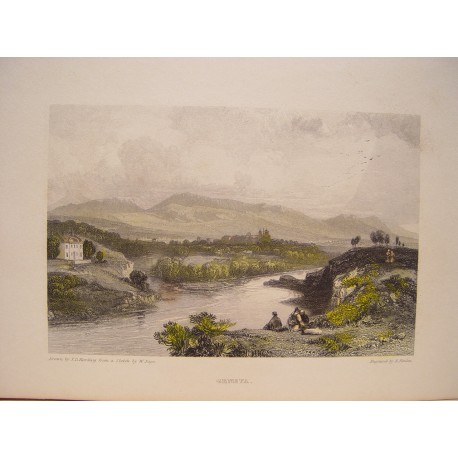 Suiza. «Geneva». Dibujó James Duffield Harding (1798-1863) según obra de W.Page. Grabó E.F. Finden (1791-1857)