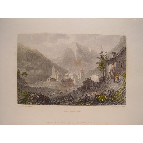 Suiza. «The Simplon» Dibujó H. Gasteneau. Grabó Edward Francis Finden (1791-1857)
