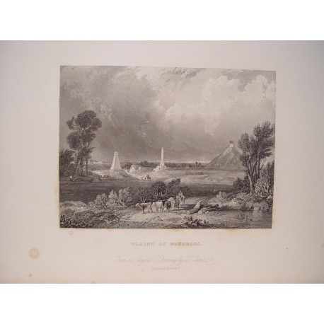 Bélgica. «Plains of Waetrloo».Dibujó J. Cooper. Grabó Robert Grandard (1805-1862).