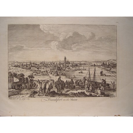 Alemania. «Frankfort on the Maine» Grabado por J. Minde (activo en Londres hacia 1740-70).