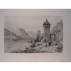Alemania. «St. Goar»  Pintó Thomas Leeson Rowbotham.(1783-1853) Grabó Jean Jacques Outhwaite