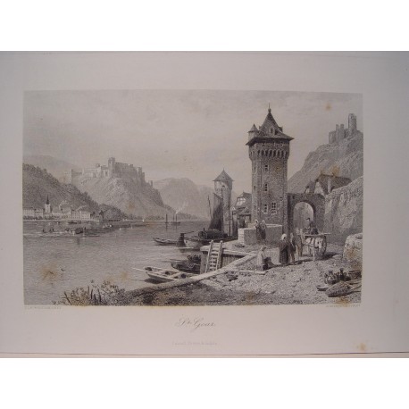 Alemania. «St. Goar»  Pintó Thomas Leeson Rowbotham.(1783-1853) Grabó Jean Jacques Outhwaite