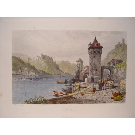Alemania. «St. Goar»  Pintó Thomas Leeson Rowbotham.(1783-1853) Grabó Jean Jacques Outhwaite