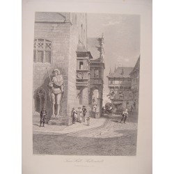 Alemania. «Town Hall, Halberstadt» Pintó C. Werner. Grabó Ferdinand Jean Joubert (París,1810-Menton,1884)