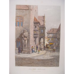 Alemania. «Town Hall, Halberstadt» Pintó C. Werner. Grabó Ferdinand Jean Joubert (París,1810-Menton,1884)