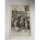 Escenas de la Biblia holandesa - Grabado antiguo - Gedeón tira el altar de Baals (c.1720)