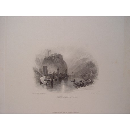 Alemania. «The Castellated Rhine». Grabó Edward Francis Finden (1791-1857).