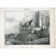 Litografía antigua. Castillo de Enrique IV en Pau (Pirineos), 1828.