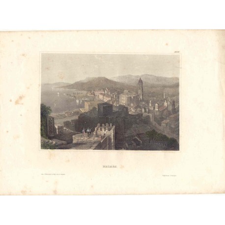 España. «Vista de Málaga» Grabado por Eigenthum der  Verleger