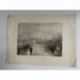Vista del Tíber con Puente Triunfal (Roma, Italia), a partir de obra de Turner. Grabado antiguo, 1878