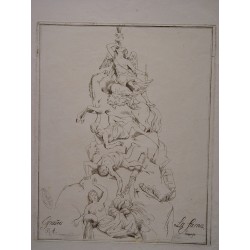 «La fama» Boceto parece para una fuente. Firmado ilegible.