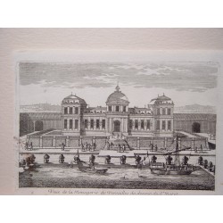 «Veue de la Menagerie de Versailles du dessein du Sr. Marot» por Pierre Aveline (París,1656-1722).