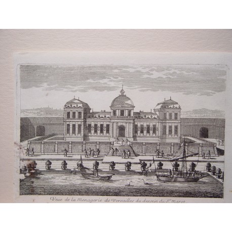 «Veue de la Menagerie de Versailles du dessein du Sr. Marot» por Pierre Aveline (París,1656-1722).