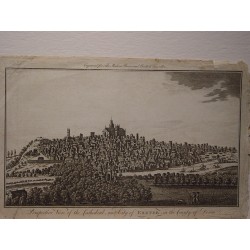 «Perspective view of the Catedral and City of Exeter in the County of Devon» Realizado en 1794