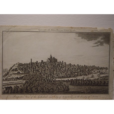 «Perspective view of the Catedral and City of Exeter in the County of Devon» Realizado en 1794