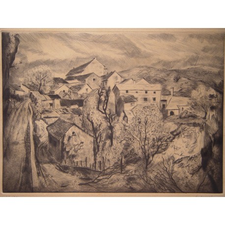 «Pueblo» Grabado por Charles Robert Barret. Numerado 29/30