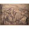 "Village" Gravé par Charles Robert Barrett. numéroté 29/30