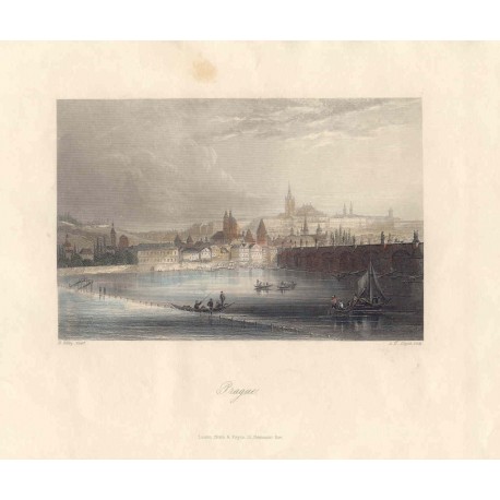 Praga. «Vista de Praga». Dibujó H. Bibby. Grabó Albert Henry Payne(1812-1902)