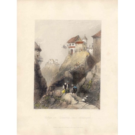 Turquía. «Village in Roumelia near Adrianople». Dibujó J. Salmon (1785-1855). Grabó J.C. Bentley (1809-1851)