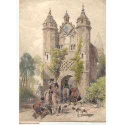 Cacería. Dibujó y litografió James Duffield Harding (1798-1863)