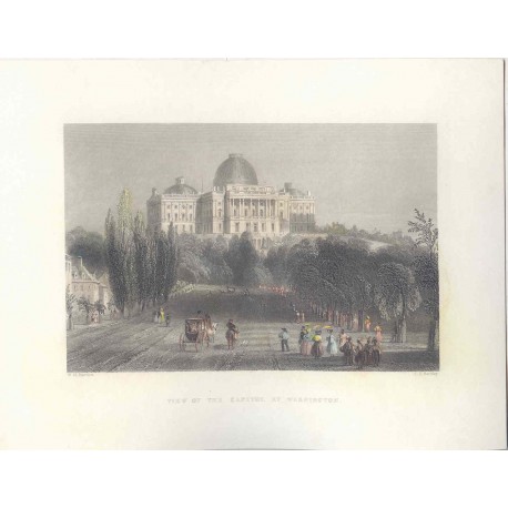 Estados Unidos. «View of theCapitol at Washington» Dibujó W.H. Barlett (1809-1854). Grabó Charles.J. Bentley (1806-1854).