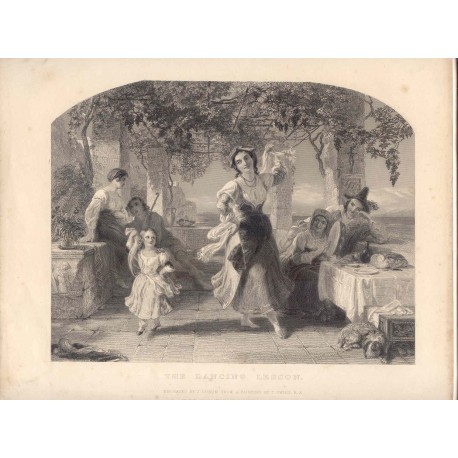 «The dancing lesson» engraved by J. Outrim from a painting of T. Uwins