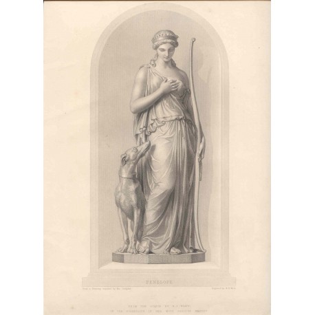 Penelope. Grabado por W. H.Mote sobre un dibujo facilitado por el escultor R. J. Wyatt