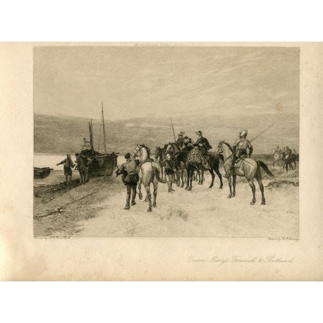 «Queen Mary» s Farewell to Scotland» grabado por C.O. Murray y pintado por A.C. Gow R.A.